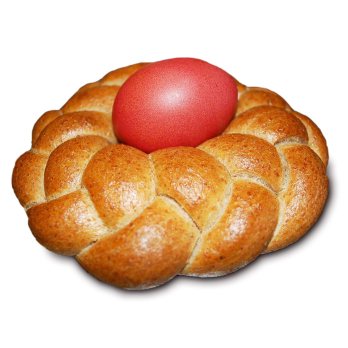 Osternest, Hefeteig (mit gekochtem Ei)