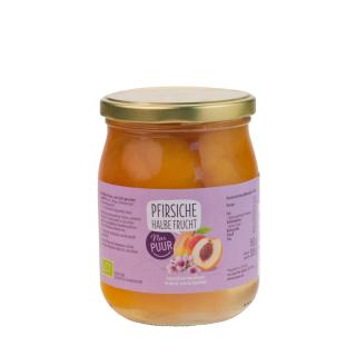 Pfirsiche, halbe Frucht im Glas