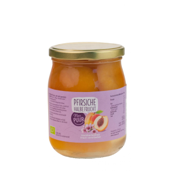 Pfirsiche, halbe Frucht im Glas